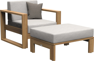 MATISSE TEAK - Rectangular teak garden footstool by JANUS et Cie - view 3